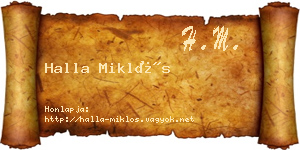 Halla Miklós névjegykártya